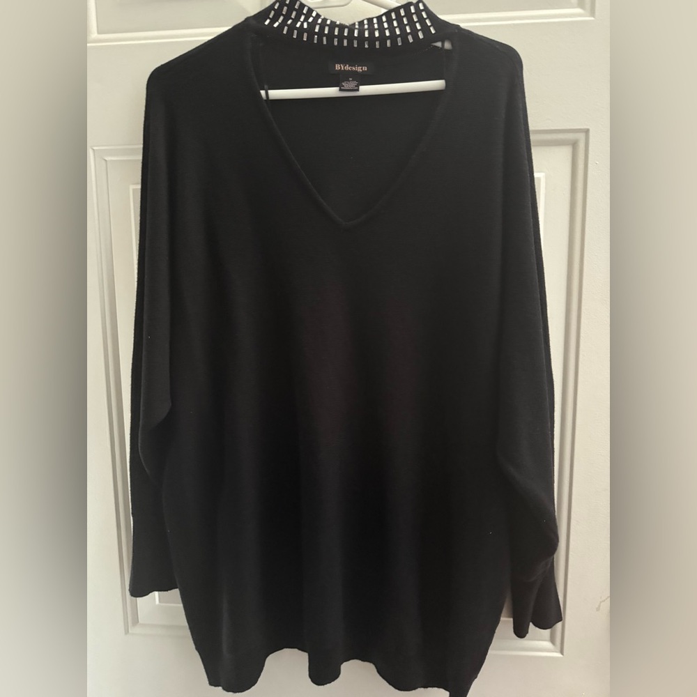By Design Beautiful Sweater. Bling Neck